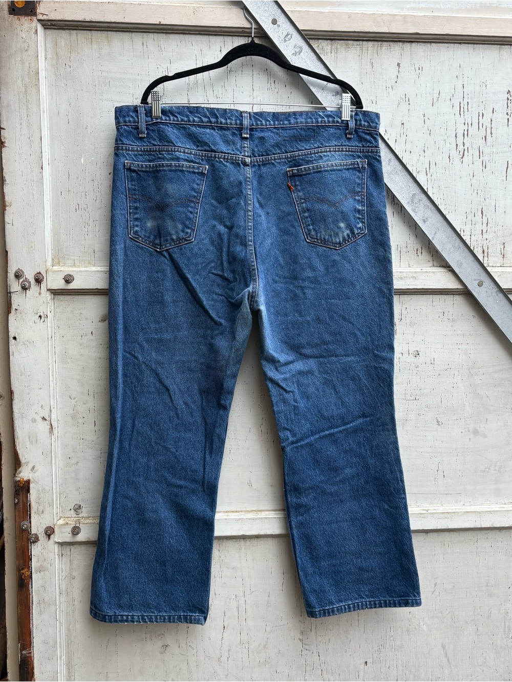 Vintage 80s Levi's Orange Tab Men’s Big Flared Blue Denim Jeans 38x27